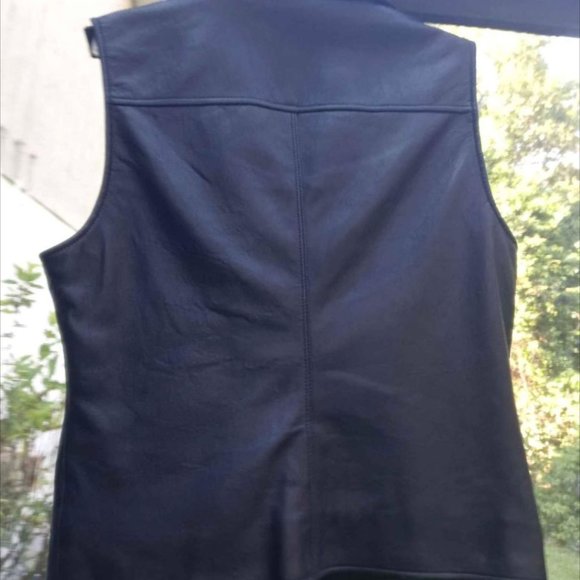 PINK Victorias Secret Black Leather Motorcycle Vest.Womens Large 's - Picture 3 of 8